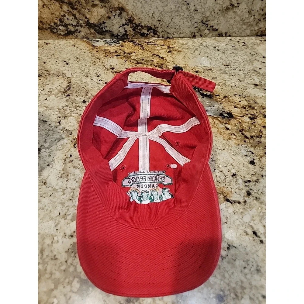 Señor Frogs Cancun Mexico Red Hat  Adjustable Strap Back One Size Vintage